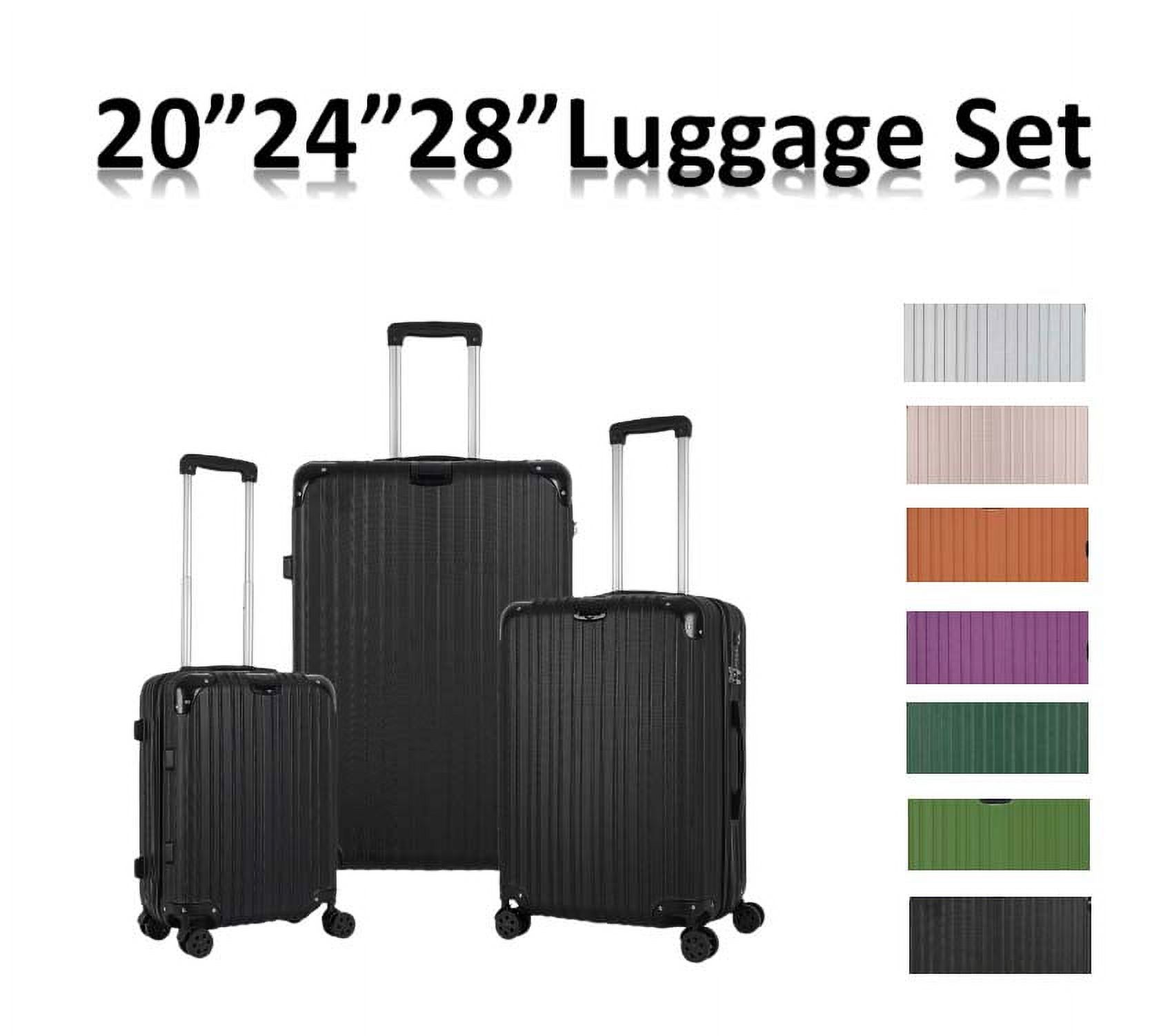 Line Embossed Hard Leather Luggage Set, Three-Piece Suitcase Set, Customs Lock, Black