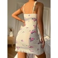 thumbnail image 2 of Floral Print Lace Up Front Contrast Lace Slips, 2 of 4