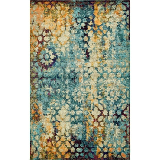 Unique Loom Vita Médaillons Floraux Tapis 10' 6 x 16' 5 Rectangle Turquoise/ivoire