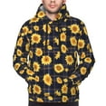 thumbnail image 2 of Bingfone Royal Blue Plaid Sunflower Men's Drawstring Hoodie Long Sleeve Pocket Sweatshirts-4X-Large, 2 of 6