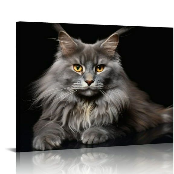 COMIO  Canvas Prints Wall Art Maine Coone Cat Pictures Posters Animal Photography Printing, Living Room Office Bedroom Decor With Framed