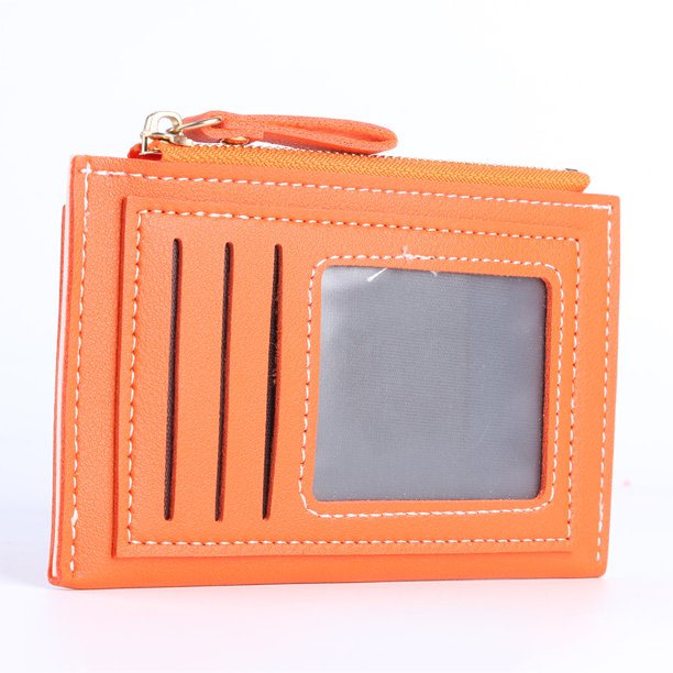 Bolsa PU Bifold Wallet Contraste Color Moda Mujer Efectivo Monedero de dinero con cremallera JShteea Para Estrenar