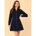 thumbnail image 4 of INSPIRE CHIC Robe-Chemise en Denim pour Femmes à Col en V avec Col Rabattu et Manches Roulées, 4 of 6
