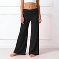thumbnail image 7 of qolati Girls Yoga Pants Fold Over Low Waist Wide Leg Sweatpants Flare Leggings Bell Bottoms Y2k Lounge Trousers 5-14 Years Black, 7 of 7