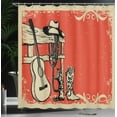 thumbnail image 4 of Ambesonne America Shower Curtain, Country Music Wild West, 69"Wx84"L, Beige Orange, 4 of 5