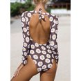 thumbnail image 3 of Sociala Backless One Piece Rashguard for Womens Tie Back Swimwear, 3 of 4