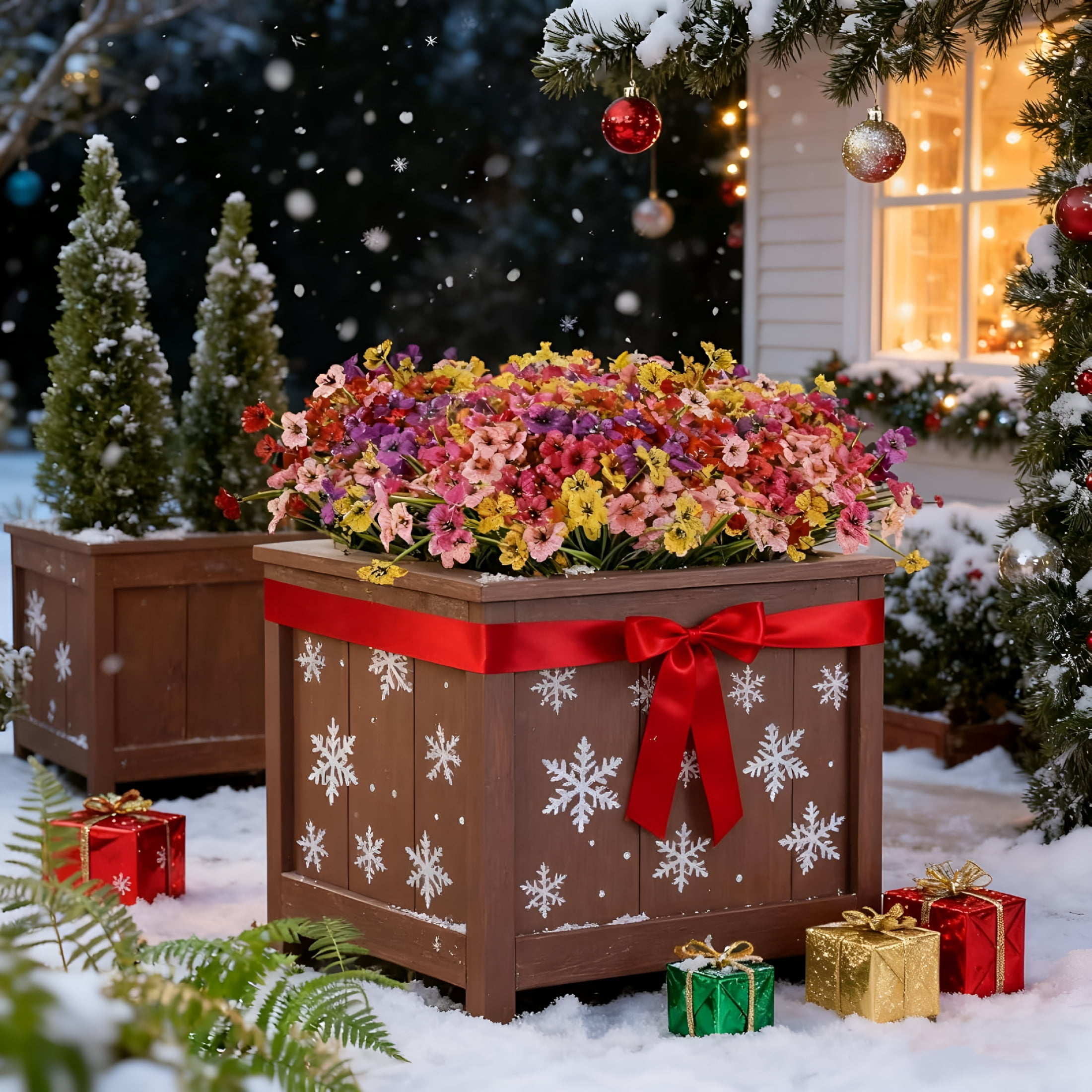 TUWAFE 2026 New 20 Bundles Artificial Fake Plants Flowers for Outdoors,Uv Resistant Faux Plastic Colorful Mix Mum Flowers for Outside Spring Summer Decor Spring Decorations for Home