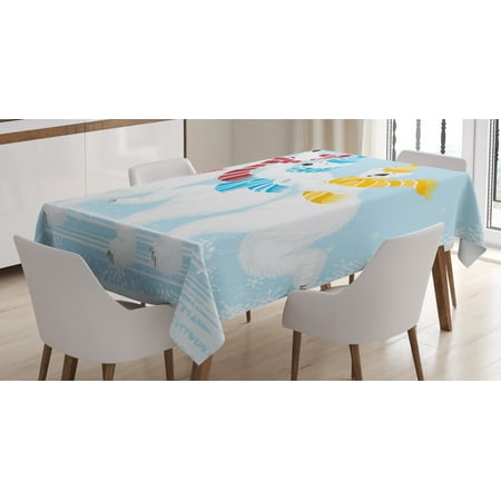 

Bear Tablecloth Christmas Time at North Pole Theme Three Funny Characters with Scarves and Trumpet Rectangular Table Cover for Dining Room Kitchen 60 X 90 Inches Multicolor by Ambesonne