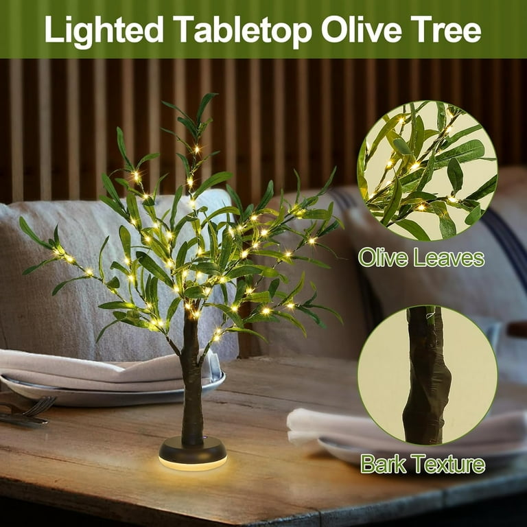 Table Lamp Bonsai Tree Light, Artificial Tree with Lights for Decoration  Inside, 1 Pack 60 LEDs 24IN Lighted Olive Tree for Room Decor Home Decor -  Walmart.com