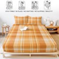 thumbnail image 5 of Twin Sze Fitted Sheet Set - Orange Plaid 2 Piece Bedding Sets 16" Deep Pocket Fitted Sheet with 1 Pillowcase, Fall Gingham Grids Striped Minimalist Brushed Microfiber Hotel Luxury Bed Sheets, 5 of 9