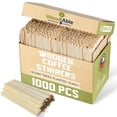 thumbnail image 1 of Agitadores de café de madera WOODABLE, 14 cm, 1000 unidades, compostables, 1 of 9