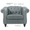 thumbnail image 5 of Accent Chair, Modern PU Leather Button Tufted Upholstered Leisure Armchair with Nailhead Trims & Rolled Arms, Comfy Single Sofa Chair with Solid Wood Legs for Living Room, Bedroom, Gray, 5 of 7