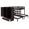 thumbnail image 3 of Tensun Espresso Full/Twin Triple Bunk Beds for 3: Wooden with Shelves, Wardrobe, Mirror, Storage. No Box Spring Required., 3 of 5