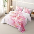 thumbnail image 3 of spefrowx Marble Ombre Bowknot Twin Quilt Set for Girls Boys, Cherry Blossoms Pink Stripes Twin Coverlet Set, 2pcs, 3 of 7