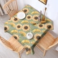 thumbnail image 2 of Green Sunflower Pattern Square Tablecloth,Waterproof Square Table Cover,Wipeable Spillproof Washable Table Cover for Home Kitchen Party Decor 60"x60"(152x152cm), 2 of 6