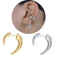 DICEWEN C-shape Double Croissant Crescent Earrings Front Back Wearing ...