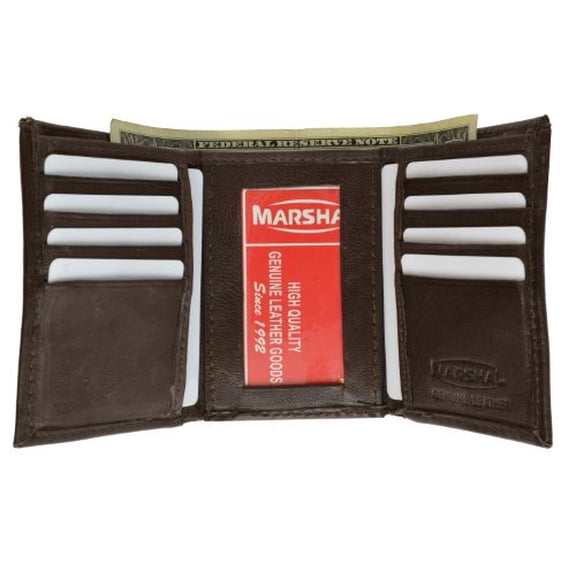 Genuine Lambskin Soft Leather ID and Credit Card Trifold Wallet by Marshal