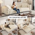 thumbnail image 4 of VEPXXP 97.7" 3-in-1 Convertible Sleeper Sofa, Pull Out Sofa Bed with 28.4" Deep Seat, 4-Seater Couch with Movable Ottoman, Button Tufted Modern Sofa for Living Room, Bedroom, Beige, 4 of 9