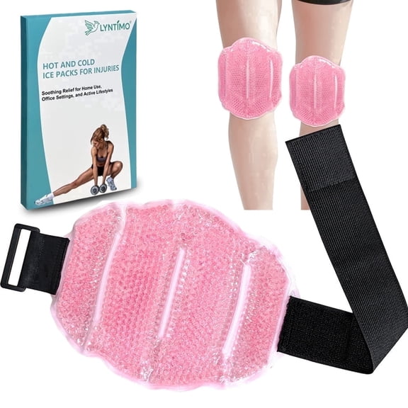 Lynitmo Ice Pack for Knee, Shoulder, Arm, Hot and Cold Reusable Gel Wrap for Joint and Muscle Injury Support, 1pc, Pink, Large