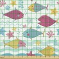 thumbnail image 2 of Ambesonne Underwater Fabric by the Yard Upholstery, Fishes Waves, 3 Yards, Multicolor, 2 of 5