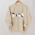thumbnail image 5 of Wenini Women's Halloween Black Cats and Ghost Print Sweatshirt Long Sleeve Crew Neck Sweatshirt Casual Pullover Top, 5 of 7