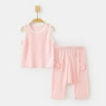 thumbnail image 2 of WRKEKC Summer Outfits for Girls, Baby Girl Outfits, Children's Solid Color Sleeveless Round Neck Top Elastic Waist Pants Casual Home Suit Set, 2 of 6