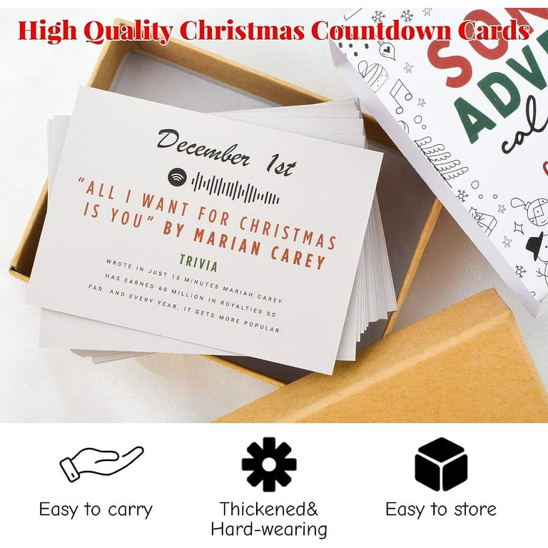 Christmas Advent Calendar Cards,24PCS Music Christmas Countdown Calendar  Card Set, 24 Days Greeting Card Commemorate Card Gift for Adults Teenagers  - Walmart.com