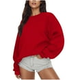 thumbnail image 2 of Oversized Crew Neck Sweatshirt Women - Soft Fleece Pullover - Solid Color Winter Travel Long Sleeve Womens Sweatshirt No Hood, 2 of 4