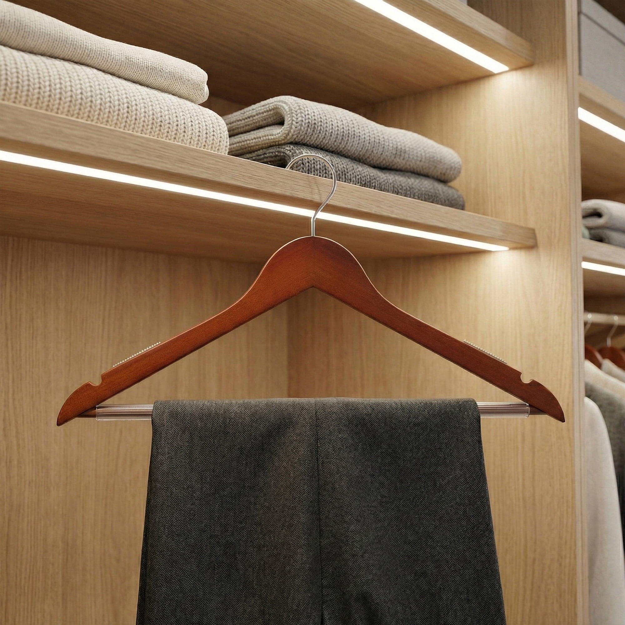 Unique Bargains 2Pcs Wood 360-Degree Space Saving Clothes Hangers Retro