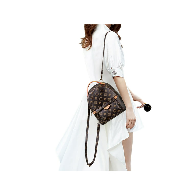 Sexy Dance 2Pcs Women Checkered Backpack Purse Leather Anti-Theft