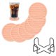 thumbnail image 1 of Juego de 6 Posavasos Redondos con Soporte, Posavasos de Silicona de 4" para Bebidas, Antideslizante, Resistente al Calor, Cojín de Vidrio para Decoración de Bar, Cocina y Oficina, Rosa (Rayas), 1 of 7