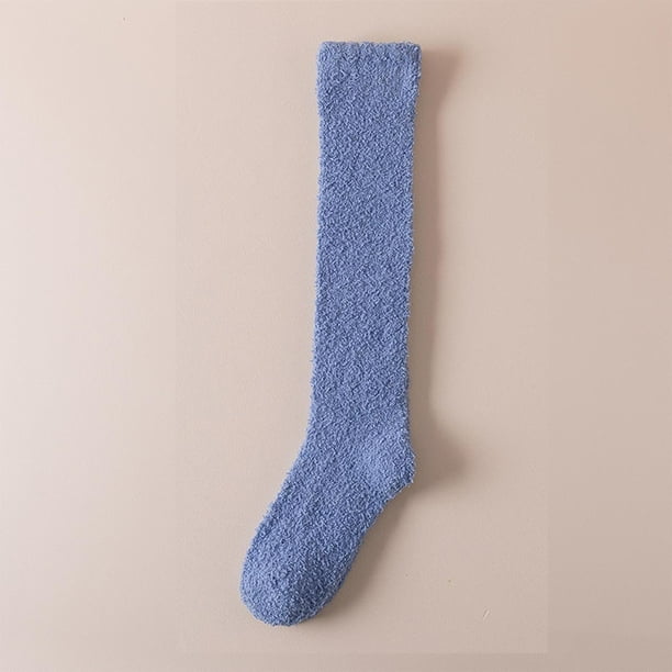Calcetines de mujer con caña sólida, gruesos, para dormir en casa, cálidos, de dacrón