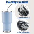 thumbnail image 3 of D·S Vaso azul de 30 onzas, taza aislada al vacío de doble pared de acero inoxidable con pajita y tapa, cepillo de limpieza para bebidas frías y calientes, 3 of 5