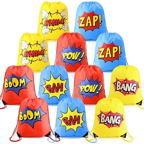 12 ct Superhero Drawstring Backpacks 