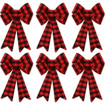 6 Pack Red Buffalo Plaid Bows Christmas Wreaths Bows Red Velvet Christmas Bows for Christmas Indoor and Outdoor Decorations
