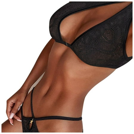 BYHONG Ladies  Seductive off Shoulder Bra Set  Elegant Lace Lingerie Ensemble for Women Women s Underwear Black M