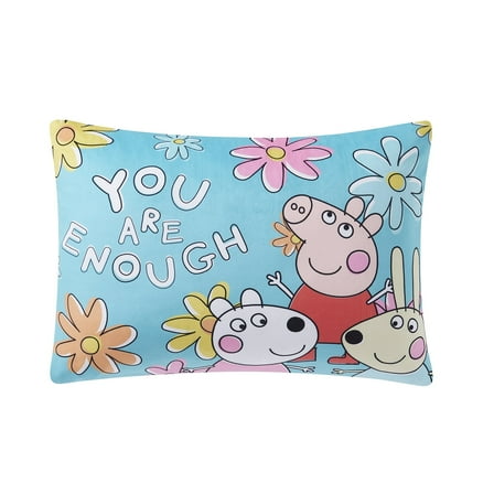 Peppa Pig Kids Bed Pillow w/ Removable Zippered Pillowcase, 20 in x 26 in