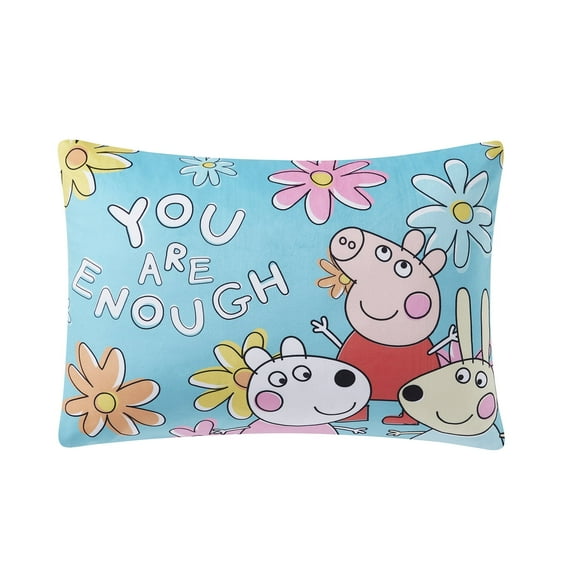Peppa Pig Kids Bed Pillow w/ Removable Zippered Pillowcase, 20 in x 26 in