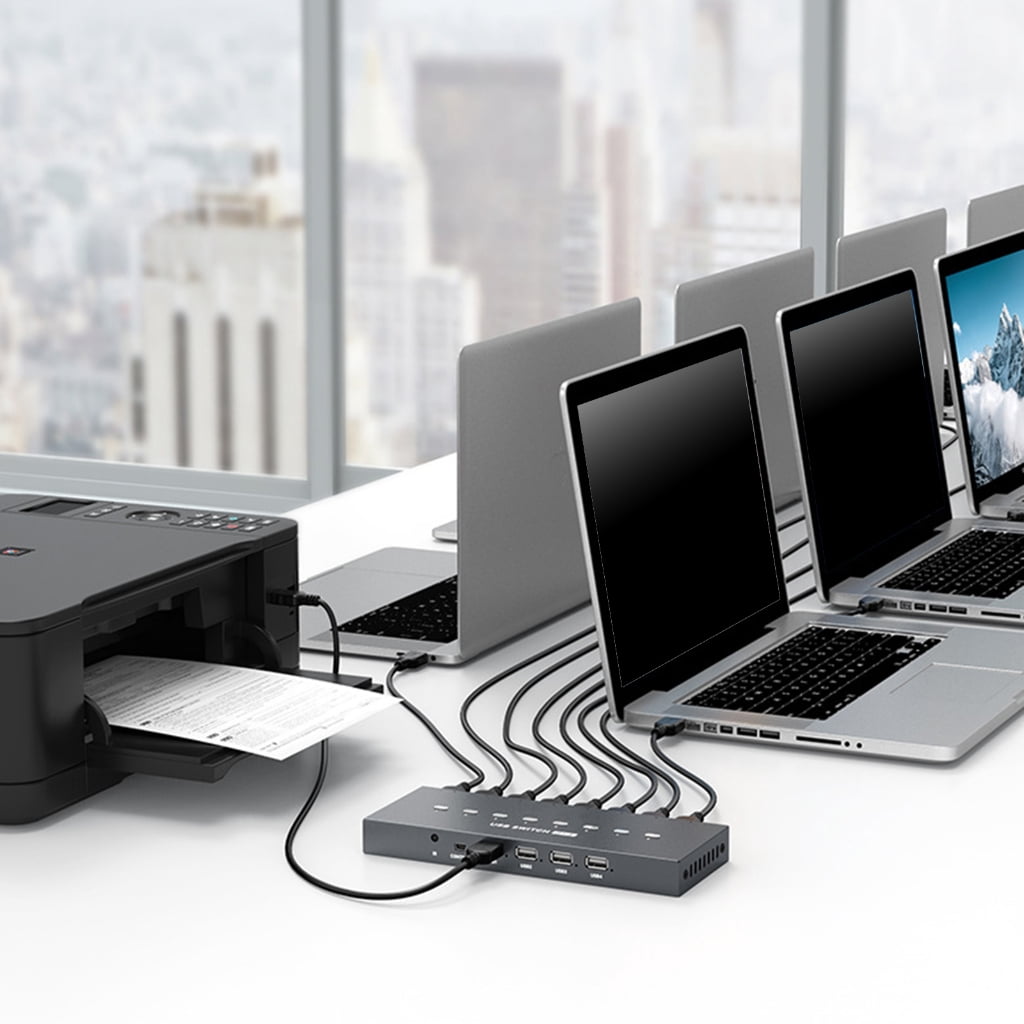 RYUJNDK USB Printer Sharing Device, 8 in 4 Out Printer Manual Sharing Device 8Port KVM Switching Splitter Hubs Converters