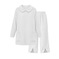 thumbnail image 2 of Women's Winter Solid Color Fleece Lined Warm 2-Piece Lounge Set With Pockets White XL, 2 of 9