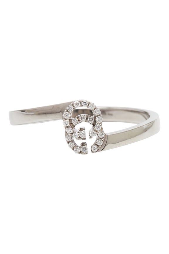 Pre-Owned Gucci GG Running Ring, Size 13, 18KWG White Gold, Diamond, Au 750, Women's, GUCCI