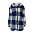 thumbnail image 3 of JULMCOMO Plaid Jackets for Women Winter Hooded Cardigan Fuzzy Flannel Coats Casual Long Plaid Sherpa Jackets Warm Zipper Hoodies with Hood Blue 2XL, 3 of 4