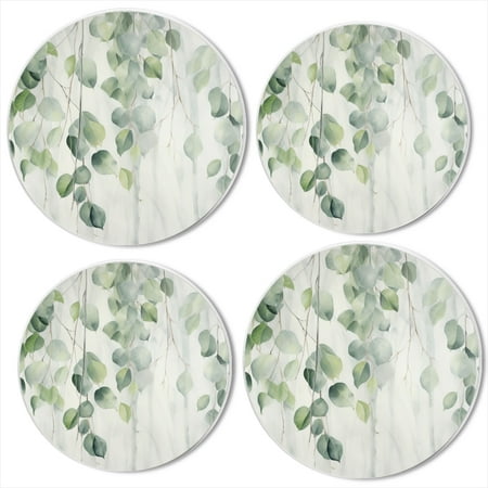 

Gas Stove Burner Cover Set Of 4 White Background With Eucalyptus Leaves Hanging Down In The Foreground Metal Electric Stove Burner Covers Protecting Gas Stoves Kitchen Decor，8 Inch And 10 Inch