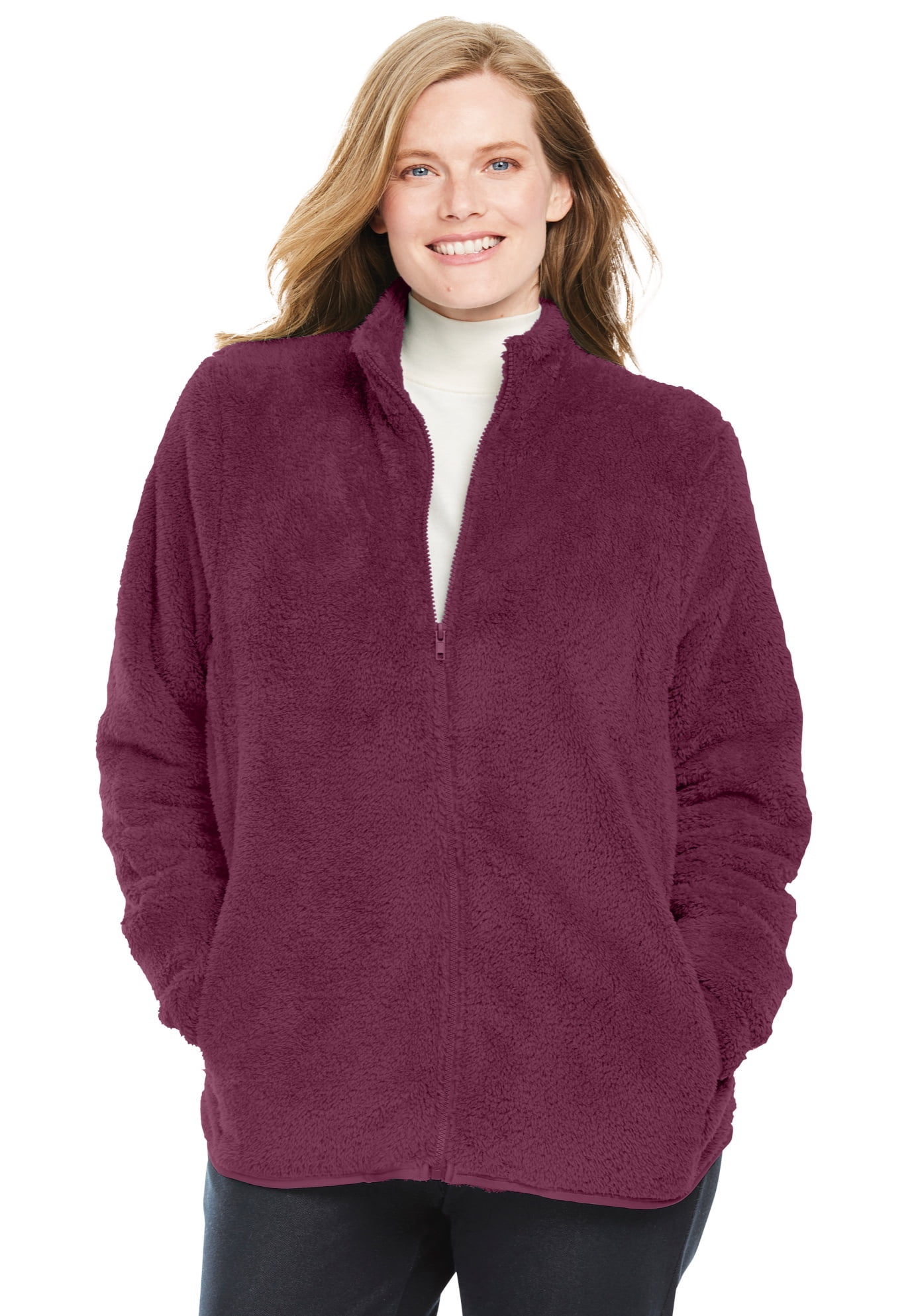 purple fluffy jacket