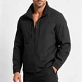 thumbnail image 6 of SGFCWSX Men's Lightweight Jacket Regular Fit Stand Collar Full Zip Water Resistant Workwear Jackets with Multi Pockets Black Size 3XL, 6 of 6