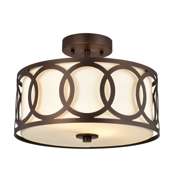 RADIANCE goods Transitional 2 Light Oil Rubbed Bronze Semi-Flush Ceiling Fixture 13" Wide