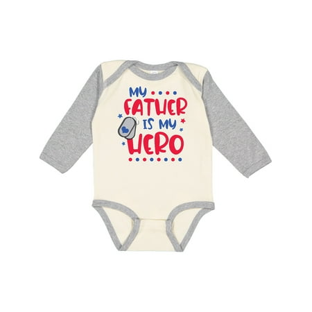 

Inktastic Memorial Day My Father is My Hero Gift Baby Boy or Baby Girl Long Sleeve Bodysuit