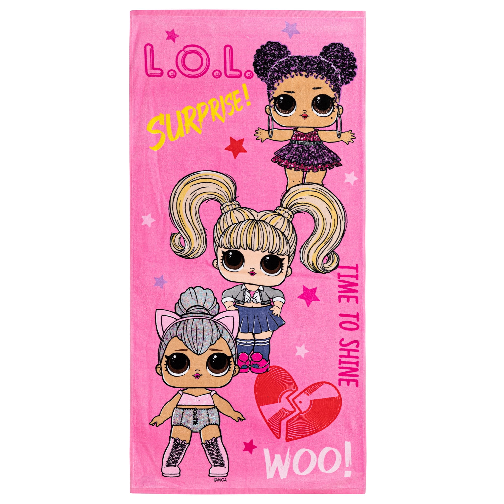 L.O.L. Surprise! Kids Super Soft Cotton Beach and Bath Towel, 28” x 58” , Pink