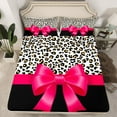 thumbnail image 2 of Homewish Cartoon Ribbon Bowknot 3pcs Twin Sheet Sets For Children Teens Girls,Abstract Cheetah Print Twin Fitted Sheet,Dreamy Princess Breathable Flat Sheet,Microfiber Bedroom Decor, 2 of 7