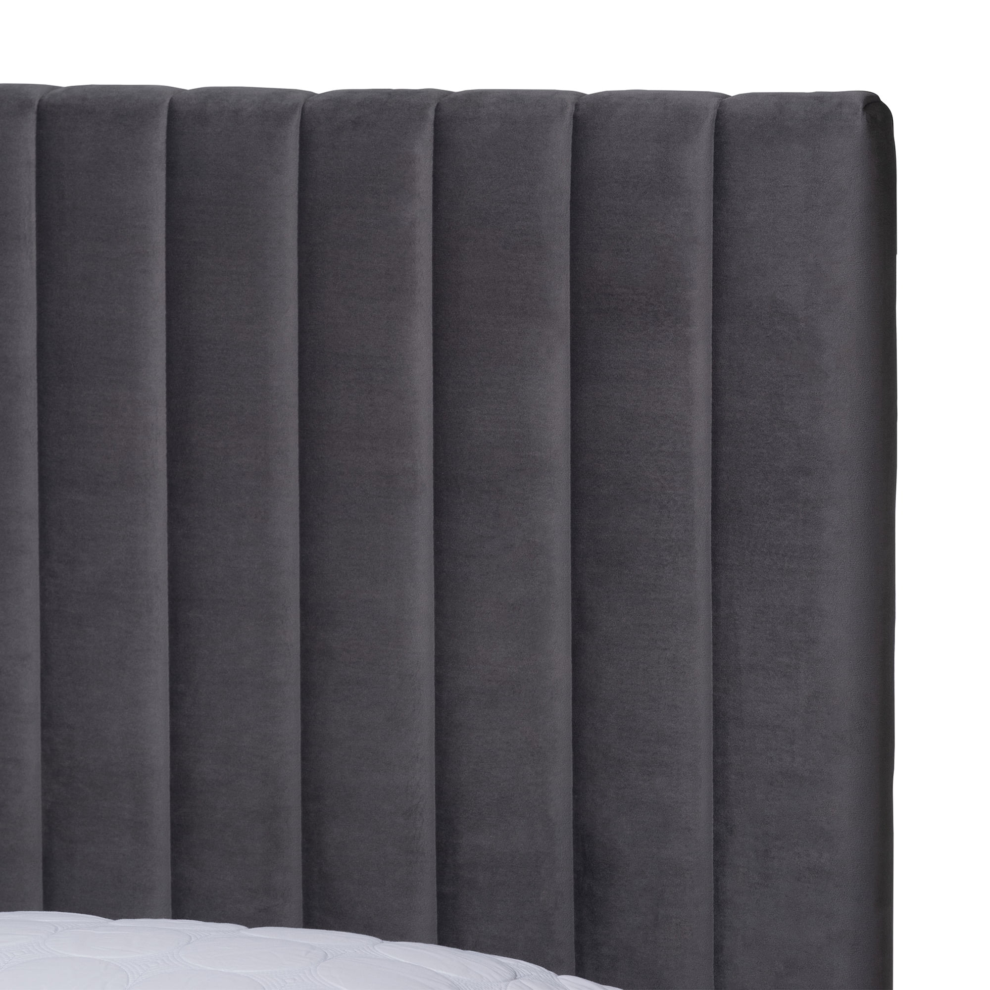 Baxton Studio Serrano Contemporary Glam and Luxe Grey Velvet Fabric Upholstered and Gold Metal Full Size Platform Bed